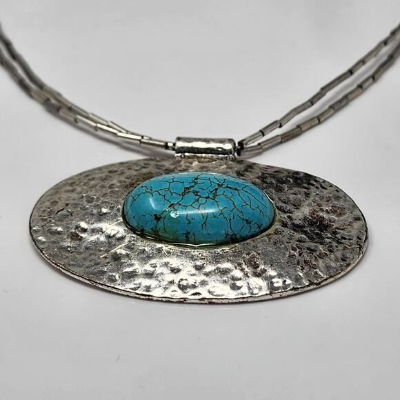 Vintage Hammered Silver Necklace - Picture 2 of 6